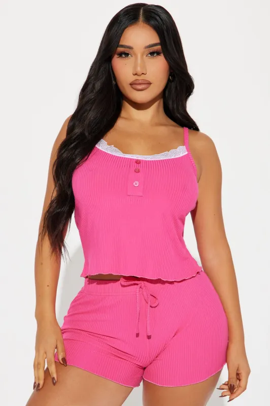 Comfy For The Weekend Ribbed PJ Short Set - Pink sold by Fashion Nova