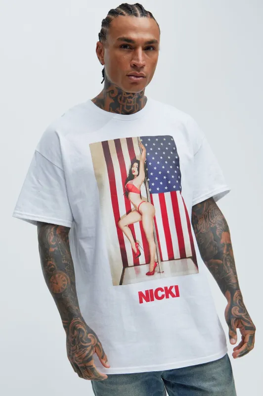 Nicki Minaj American Dream Oversize Short Sleeve Tee - White sold by Fashion Nova