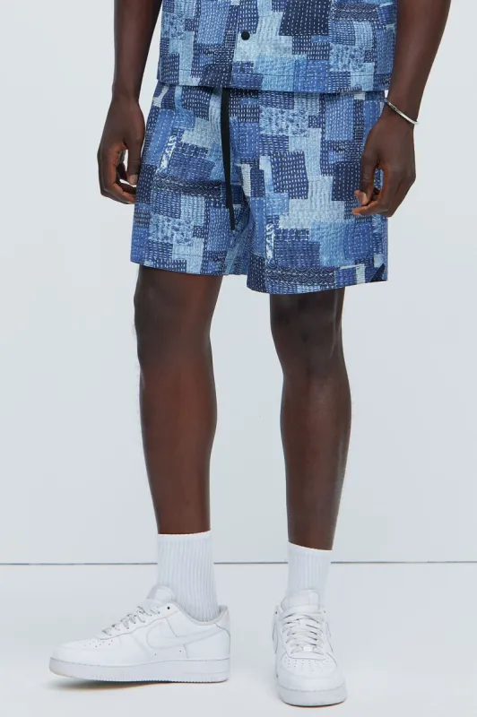 Boro Warm Up Shorts - Indigo sold by Fashion Nova
