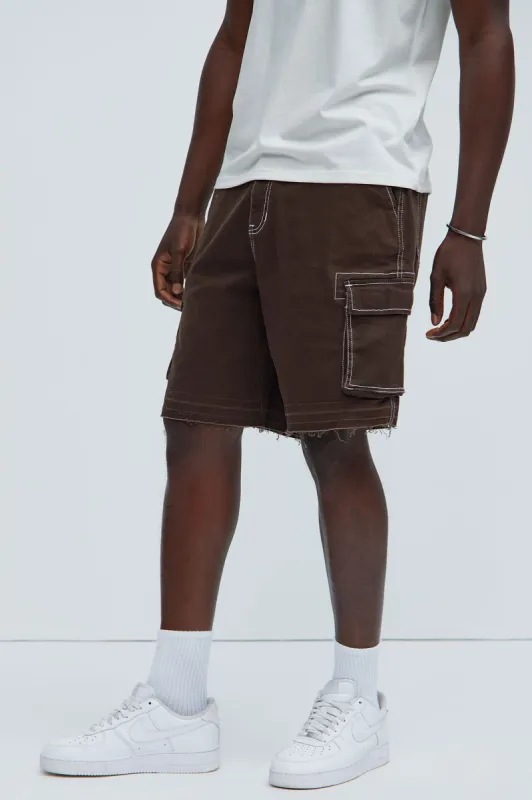 Dawson Cargo Relaxed Shorts - Dark Brown sold by Fashion Nova