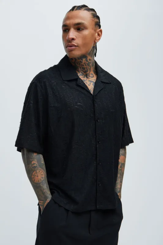 Lynx Textured Shirt - Black sold by Fashion Nova