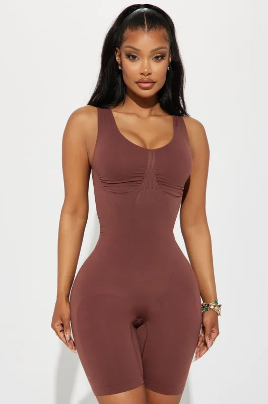 Body Contour Compression Shapewear Romper - Chocolate sold by Fashion Nova