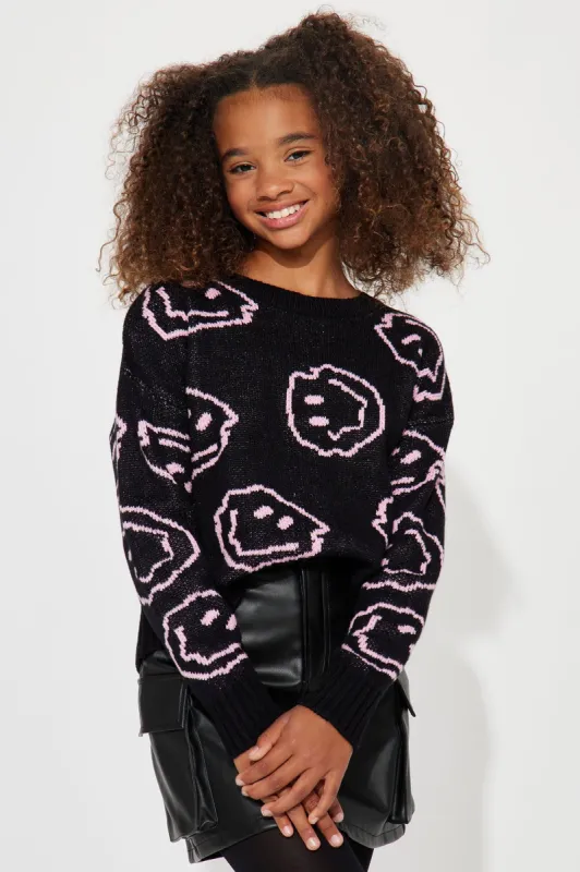 Mini Always Smiles Sweater - Black/combo sold by Fashion Nova