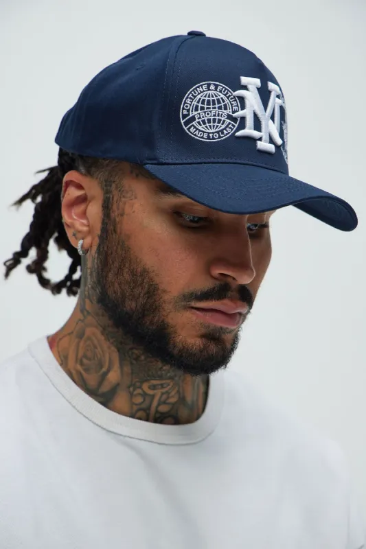 NY Fortune Snapback Hat - Navy sold by Fashion Nova