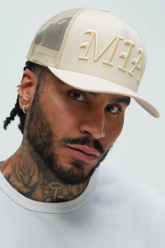 Miami Twill Trucker Hat - Stone sold by Fashion Nova