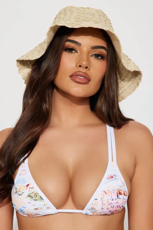 Unbothered On Vacay Bucket Hat - Natural/Combo sold by Fashion Nova