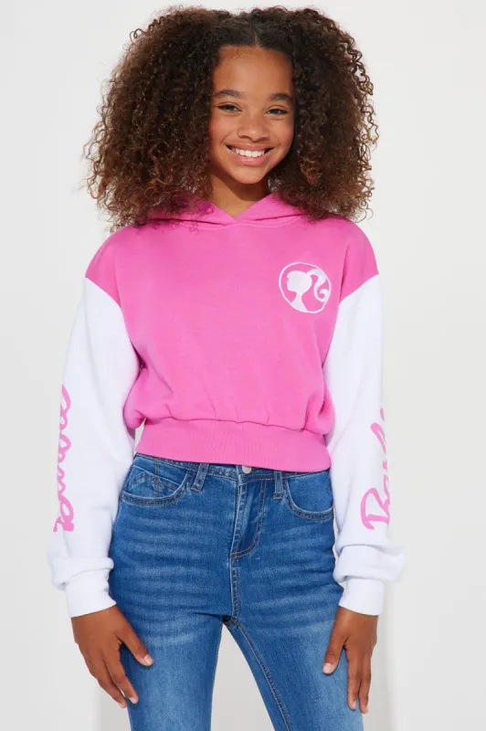 Mini Barbie Fleece Pullover Hoodie - Hot Pink/combo made by Fashion Nova