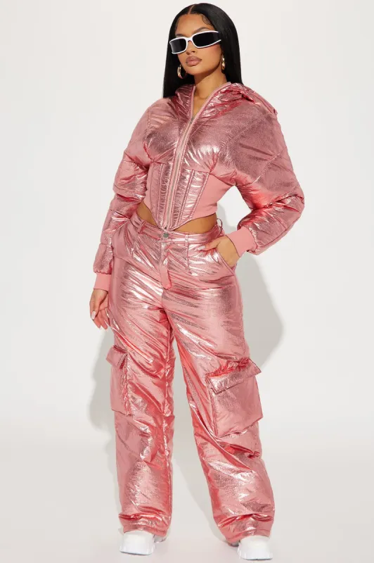In the Snow Puffer Pant Set - Pink sold by Fashion Nova