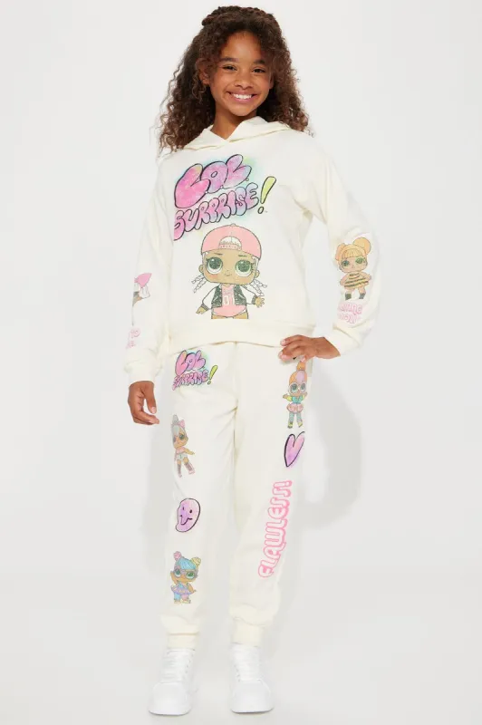 Mini LOL Surprise Graffiti Fleece Jogger Set - Ivory made by Fashion Nova