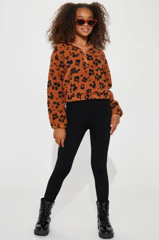 Mini Print Sherpa Fleece Lined Legging Set - Brown sold by Fashion Nova