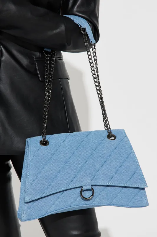 About The Drama Handbag - Denim sold by Fashion Nova