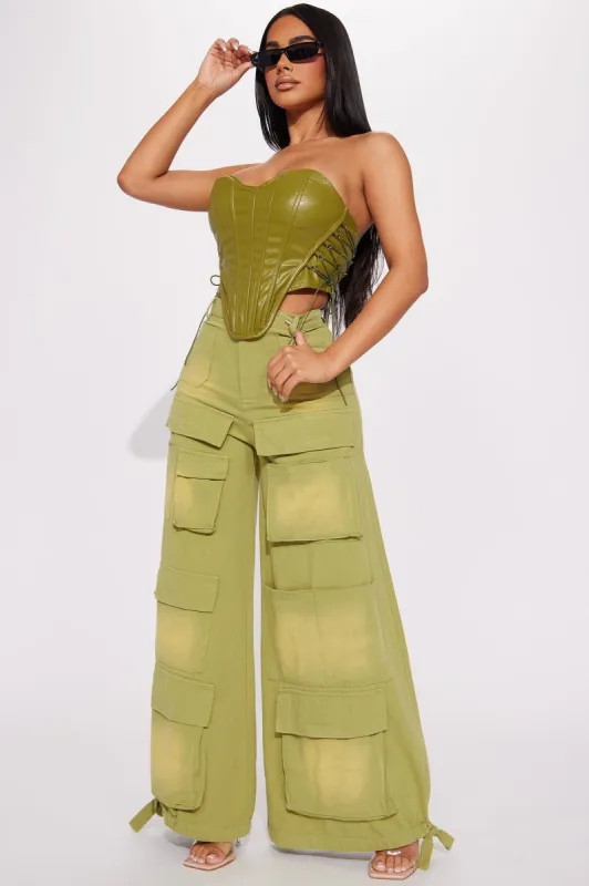 Backstage Mineral Wash Cargo Pants - Sage sold by Fashion Nova