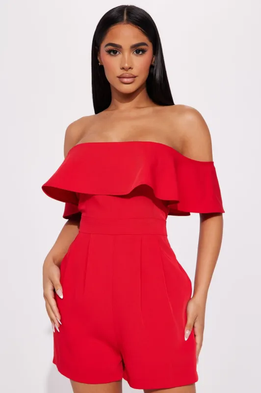 Lainey Romper - Red sold by Fashion Nova