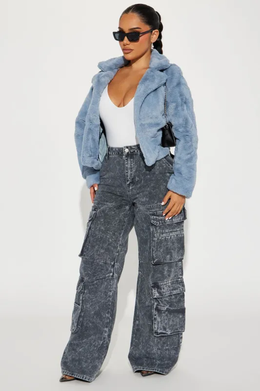 Princess Treatment Faux Fur Coat - Blue sold by Fashion Nova