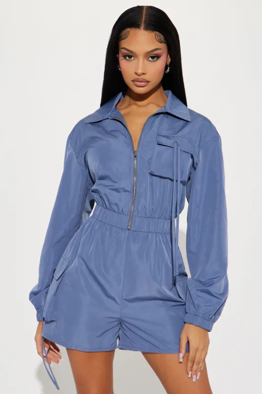 Admire Me Romper - Slate Blue sold by Fashion Nova