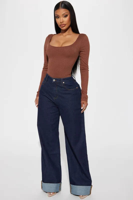 The Audacity Cuffed Wide Leg Jeans - Dark Wash sold by Fashion Nova