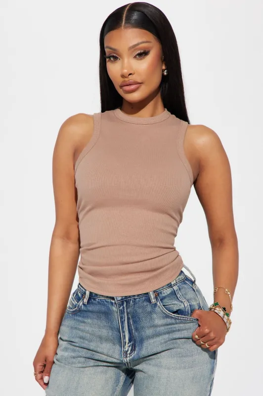 Lily Ribbed Tank - Taupe sold by Fashion Nova