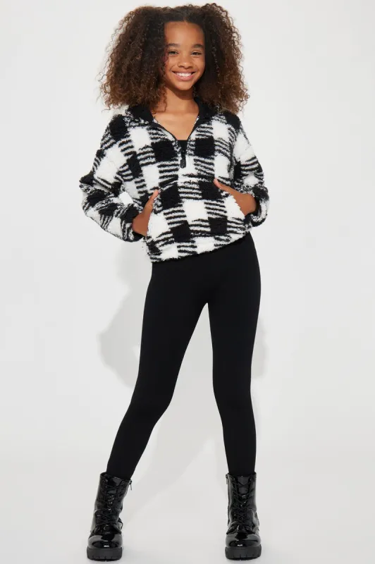 Mini Print Sherpa Fleece Lined Legging Set - Black sold by Fashion Nova