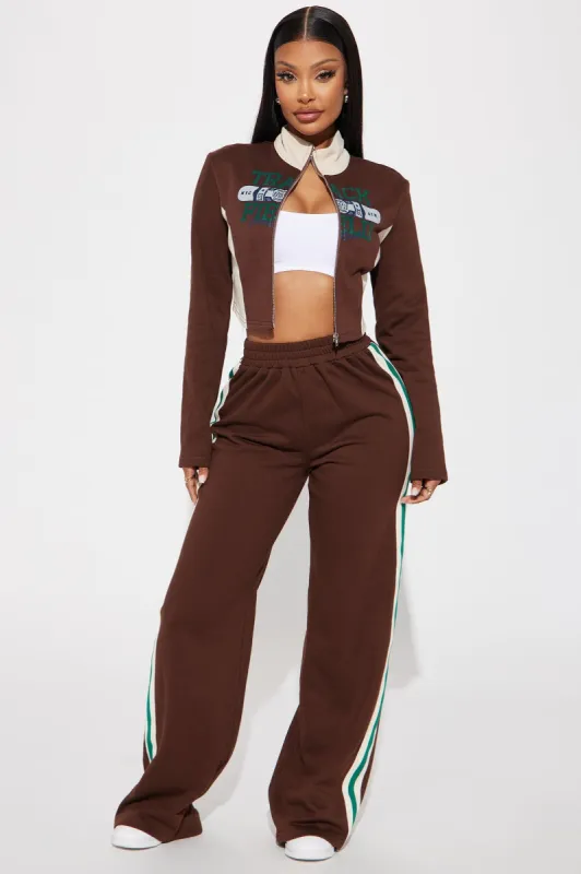 Track And Field Jogger Set - Brown/combo sold by Fashion Nova