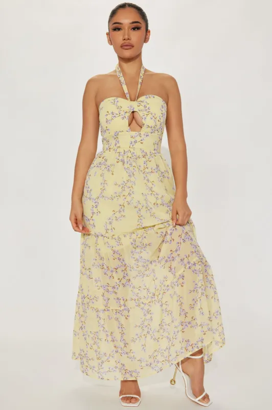 Thoughtful Ventures Floral Maxi Dress - Yellow/combo sold by Fashion Nova