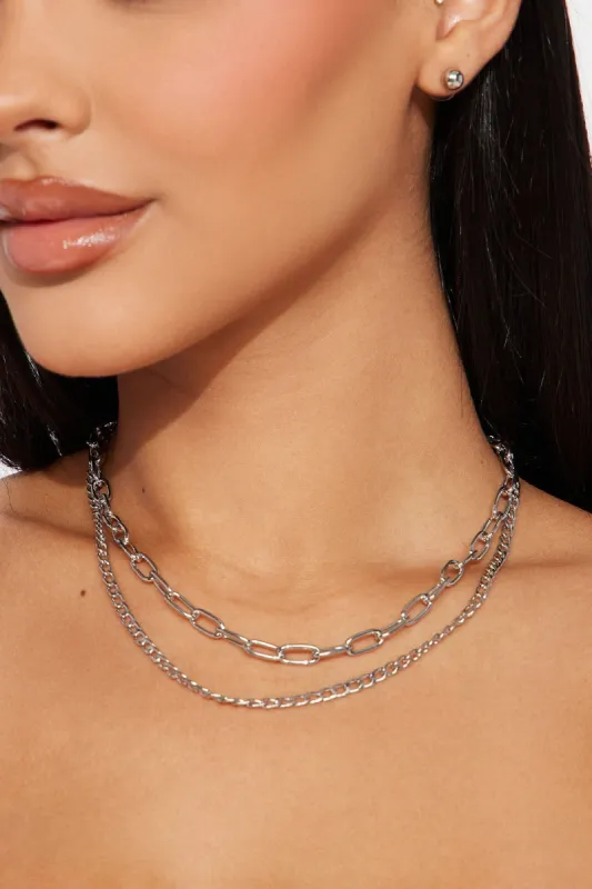 Missing On You Necklace And Earring Set - Silver made by Fashion Nova