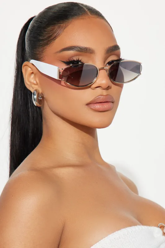 What We Know Sunglasses - White/combo sold by Fashion Nova