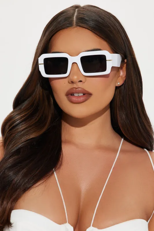 I'm Done With You Sunglasses - White sold by Fashion Nova
