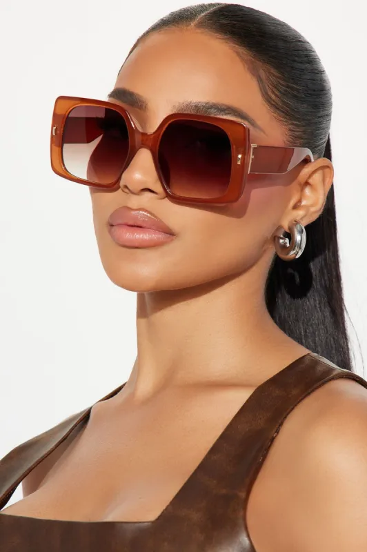 Catch Up Later Sunglasses - Brown sold by Fashion Nova