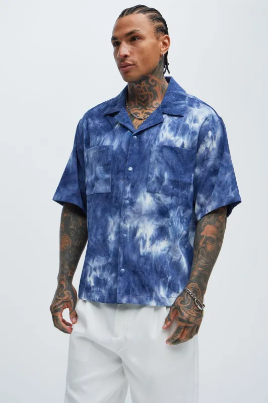 Atlantic Tie Dye Shirt - Blue sold by Fashion Nova