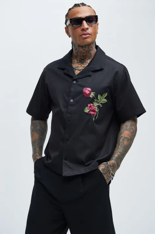 Alban Embroidery Shirt - Black sold by Fashion Nova