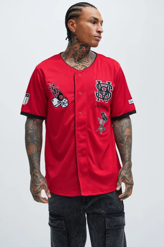State Of Mind Baseball Jersey - Red sold by Fashion Nova