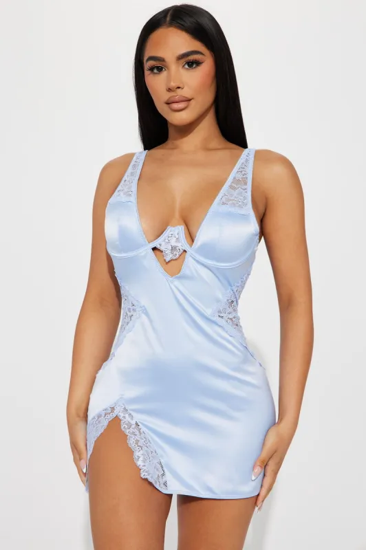 Soft Kisses Satin Babydoll - Light Blue sold by Fashion Nova