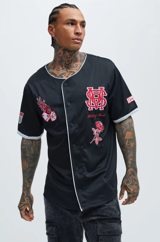 State Of Mind Baseball Jersey - Black sold by Fashion Nova