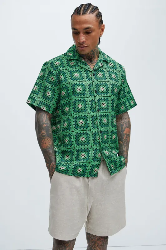 Out Of Office Shirt - Green/combo sold by Fashion Nova