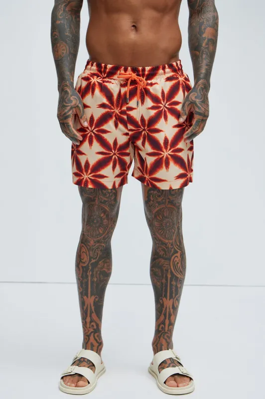 Dorian Swim Trunks - Orange/combo sold by Fashion Nova