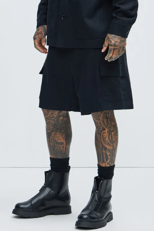 Bahamas Linen Cargo Shorts - Black sold by Fashion Nova