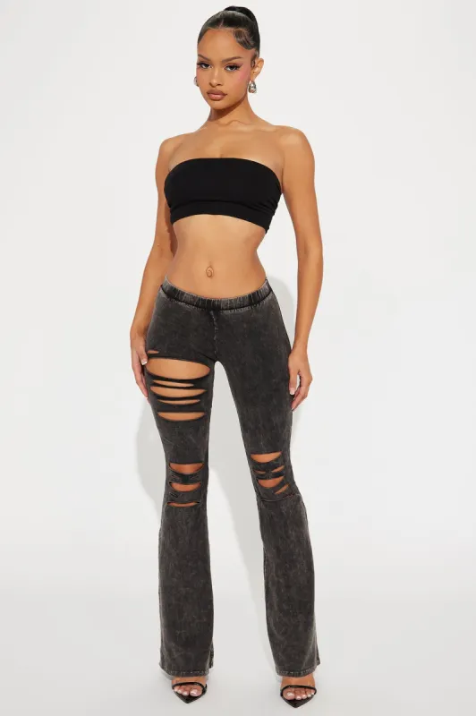 Count Me In Distressed Flare Pant - Black sold by Fashion Nova