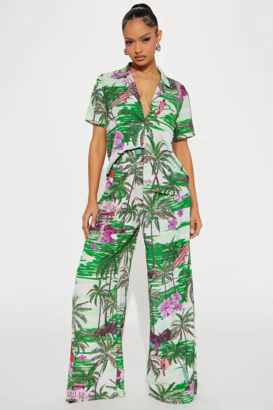Island Time Pant Set - Green/combo sold by Fashion Nova