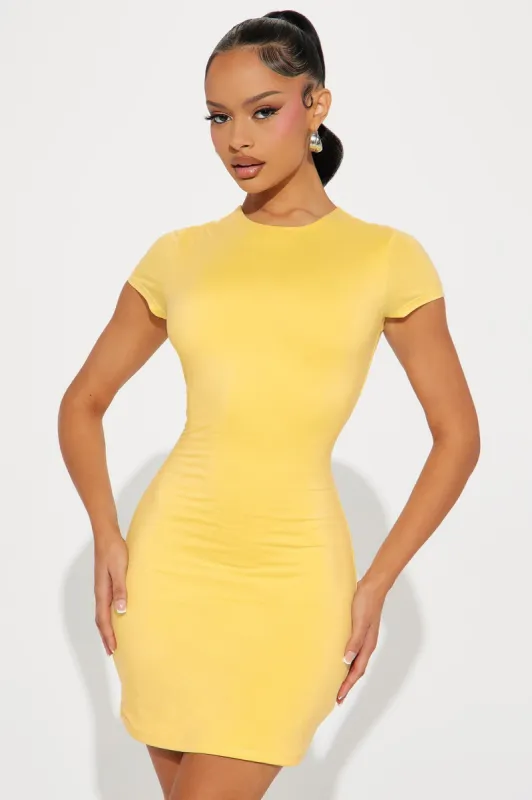 Daybreaker Double Lined Micro Mini Dress - Yellow sold by Fashion Nova