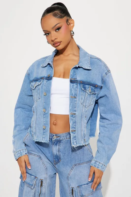 Easy As That Denim Trucker Jacket - Medium Wash sold by Fashion Nova
