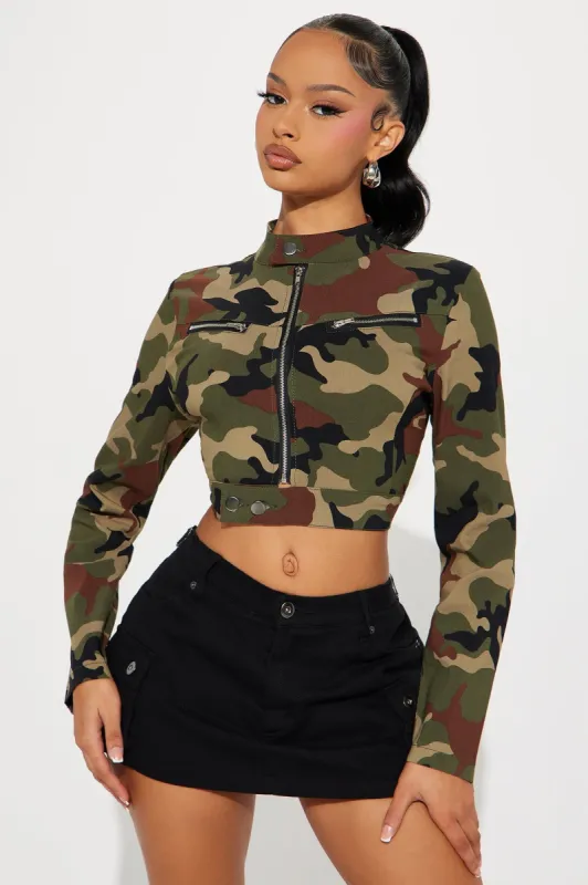 Always On Duty Jacket - Green/combo sold by Fashion Nova