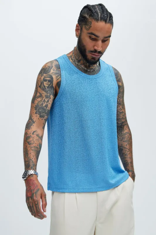 Sleek Textured Tank - Blue sold by Fashion Nova
