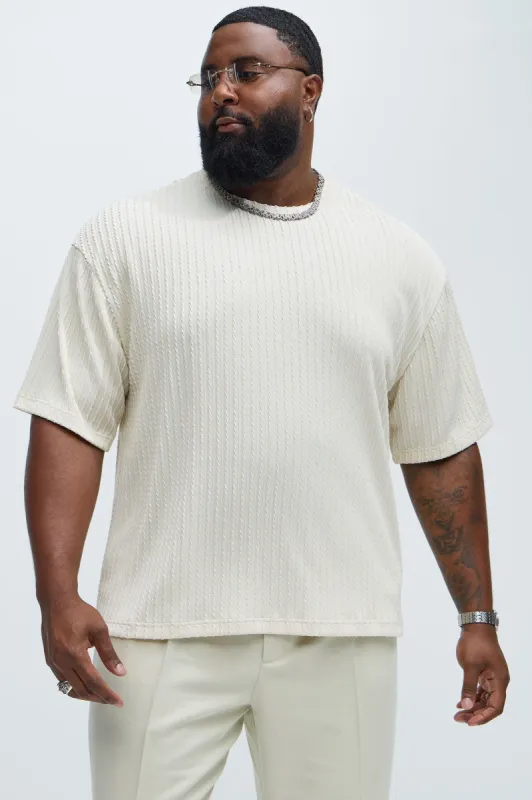 Rope Textured Relaxed Tee - Cream sold by Fashion Nova