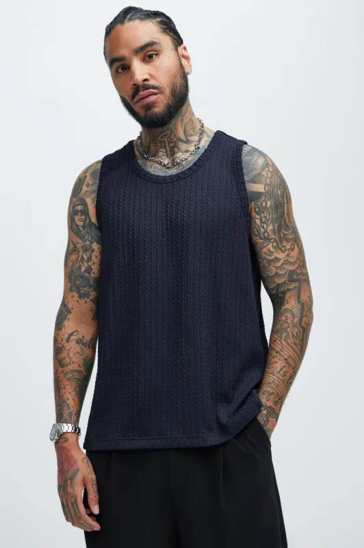 Rope Textured Tank - Navy sold by Fashion Nova