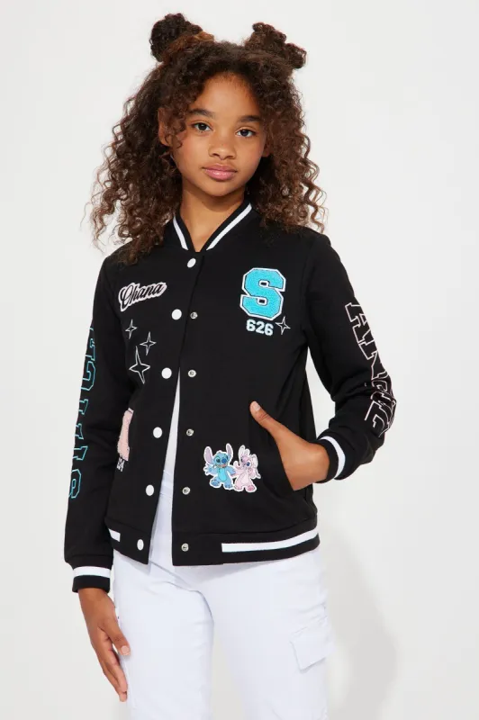 Mini Stitch And Angel Bomber Jacket - Black sold by Fashion Nova