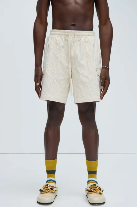 Gerrish Textured Shorts - Cream made by Fashion Nova