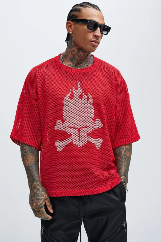 Palladium Mesh Boxy Tee - Red made by Fashion Nova