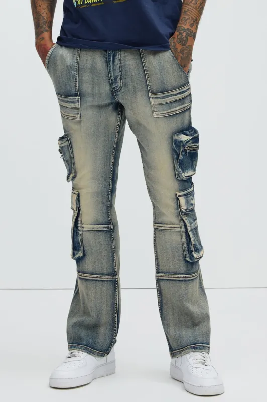 Kieran Stacked Slim Flare Jeans - Medium Wash sold by Fashion Nova