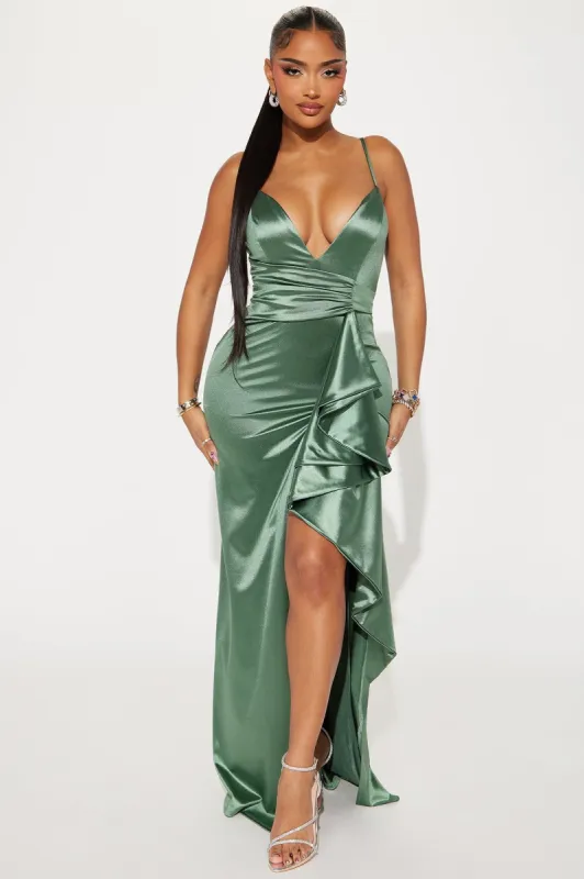 Talking About Me Gown - Sage sold by Fashion Nova