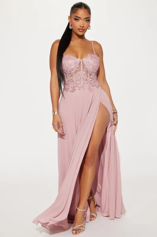 Landon Chiffon Gown - Mauve sold by Fashion Nova